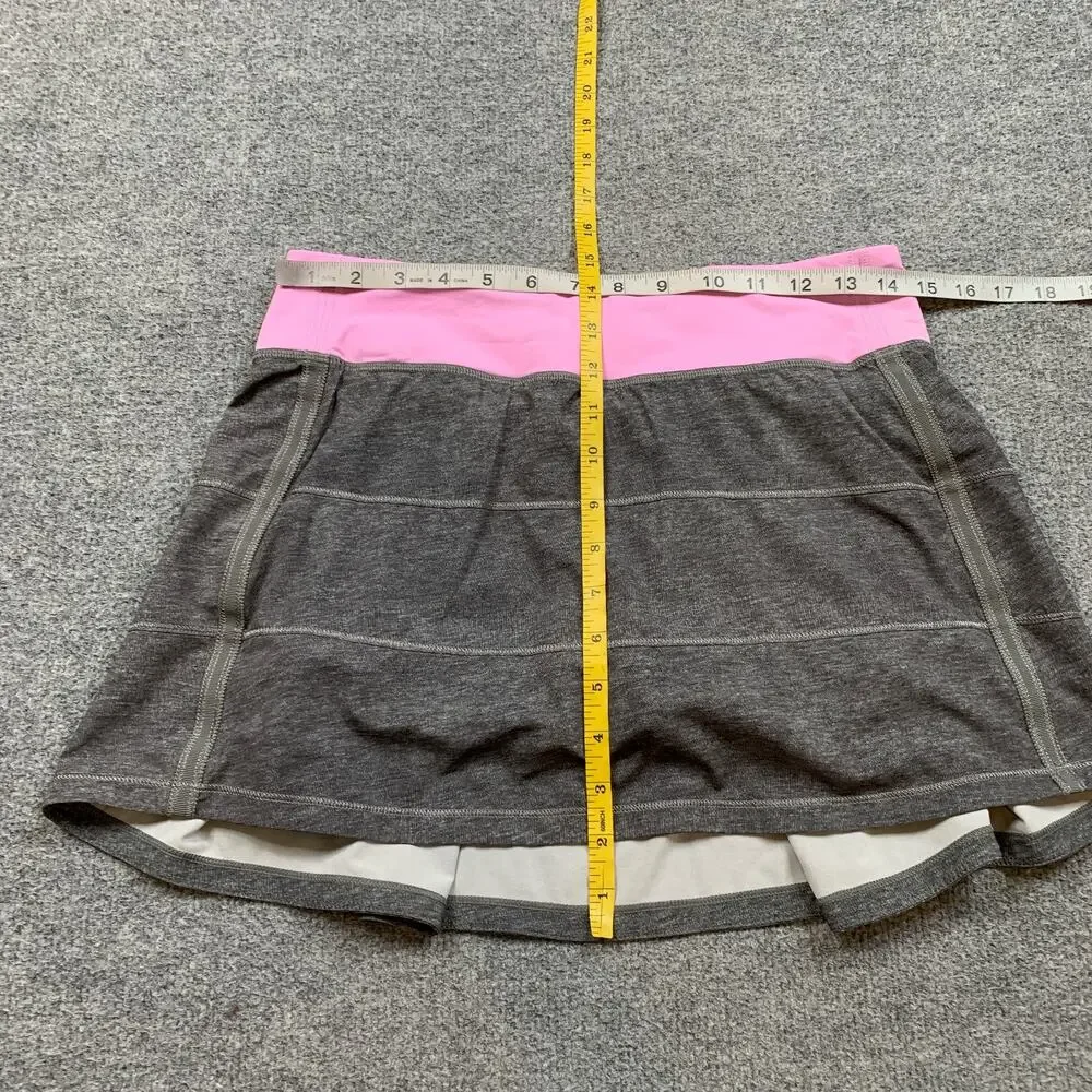 Lululemon Skort Womens 6 Light Pink Gray Pleated Pace Rival Pull On Zip Pocket